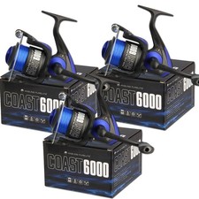 3x Sea Fishing Reel Coast Beach Shore Casting 6000 Fixed Spool With 20 lb Line