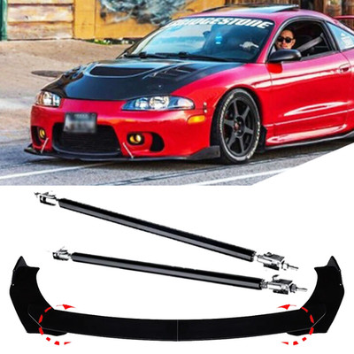 For Mitsubishi Eclipse Front Bumper Lip Spoiler Splitter Body Kit+Strut Rods