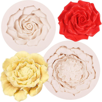3D Large Flowers Silicone Molds, 2 Packs Rose Peony Candle Chocolate Molds for C