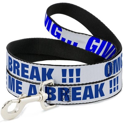 Dog Leash 6-FEET OMG GIVE ME A BREAK!!! White/Royal NARROW 0.5''