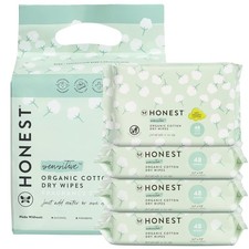 The Honest Company 100 Pure Organic Cotton Dry Wipes, 48 Count Pack of 4 