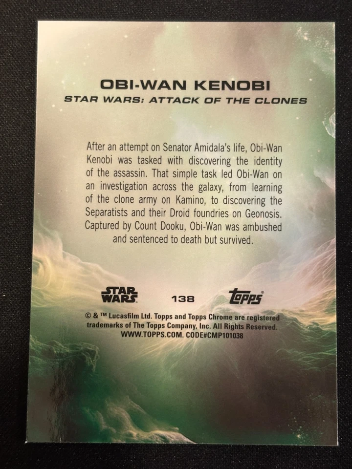 2025 Topps Chrome Black White Shimmer SSP Case Obi-Wan Kenobi #138 🔥 - Image 2 of 2