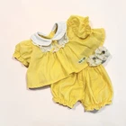 Vintage Cabbage Patch Kids Doll Outfit Yellow Dress Bloomers Hair Clips 1980s