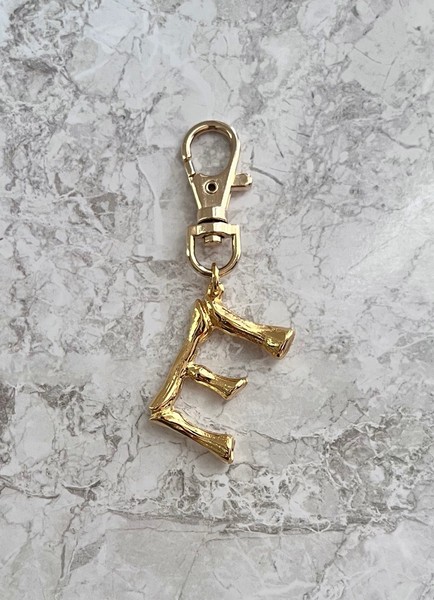 Alternate view of 24k Gold Plated Initial Keychain A-z Personalized Letter Key Ring Unisex Charm