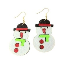Christmas Earrings, Snowman Cute Glitter Cloth Holiday Party Earrings