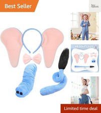 4 Pcs Elephant Costume Set Kids Ears Headband Nose Tail Bowtie for Children C...