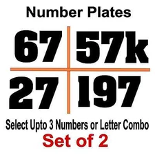 Custom Racing Number Plate Vinyl Decals - Kart MX Dirt Bike Select Color & Size