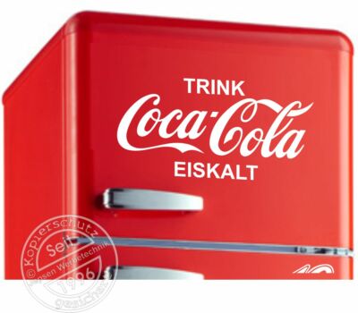 TRINK Coca Cola EISKALT Aufkleber 40x20cm für Kühlschrank Auto Tür Fenster