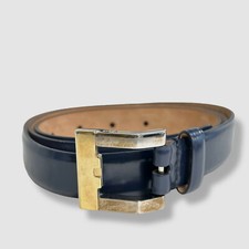 $225 Dolce & Gabbana Women's Blue Flat Strap Leather Buckle Belt 38in/95cm