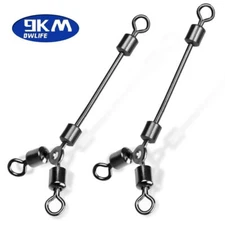 25Pcs 3 Way Swivels Heavy-Duty Rolling T Swivels Rigs Fishing Tackle Connector