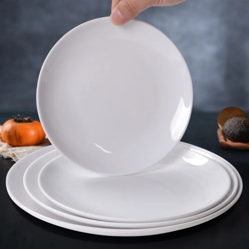 6/7/8/9/10inch White Melamine Round Plates Microwave Safe Fall-Resistant Dish UK - Picture 12 of 17