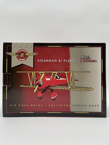 1934 STEARMAN BIPLANE RICHARD PETTY #43 BLUE & Red STP COIN BANK (ITEM #00448B) - Picture 6 of 8