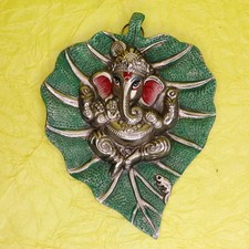 Ganesh su foglia maschera da appendere a parete metallo decorazione parete statuina decorazione casa ufficio