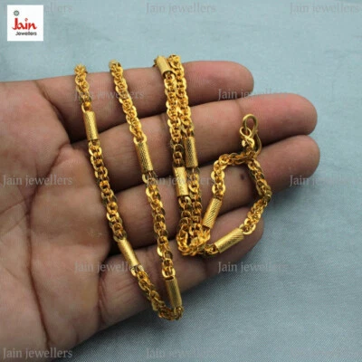 Echt Gold 18 Karat, 22 Karat Gelb Echt Handgemacht Gold Link Herren Halskette - Bild 1 von 3