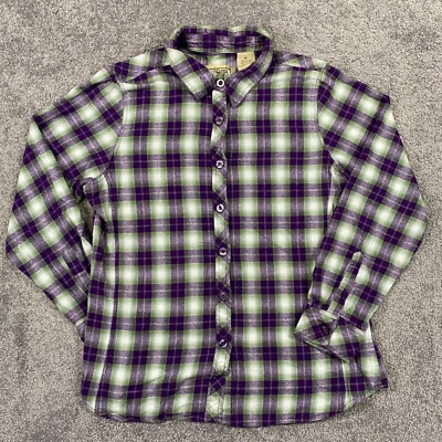 C.E. Schmidt Shirt Womens Medium Multicolor Flannel Long Sleeve Button Up Cotton