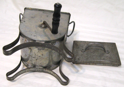 Antique 1890s FRIES Tinware Table Top Wooden Hand Crank Kitchen Mixer Creamer - Picture 5 of 11