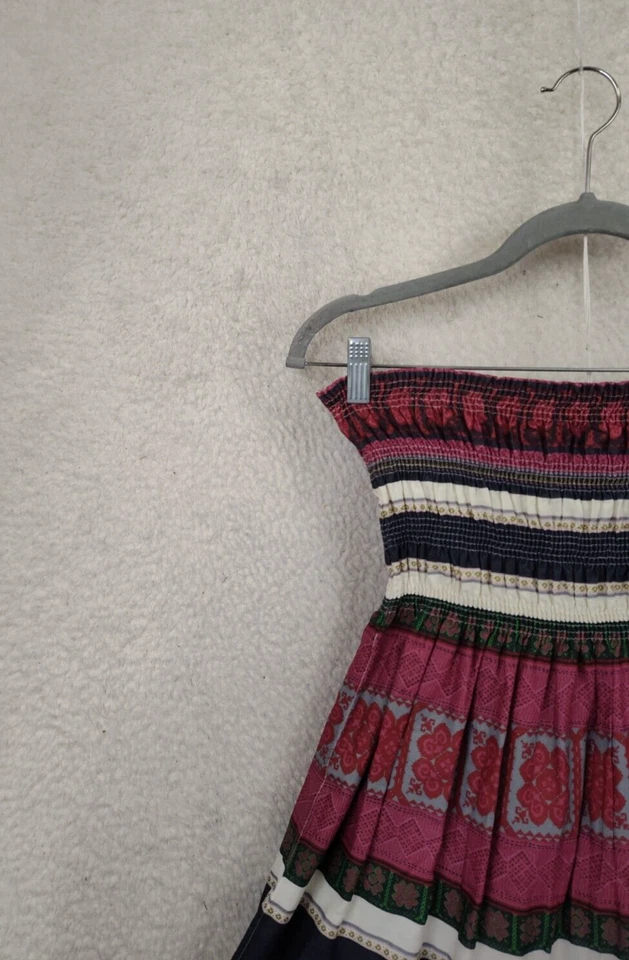 Moda International Women Dress Large Cream Striped 100% Cotton Off Shoulder Mini - Imagem 2 de 4