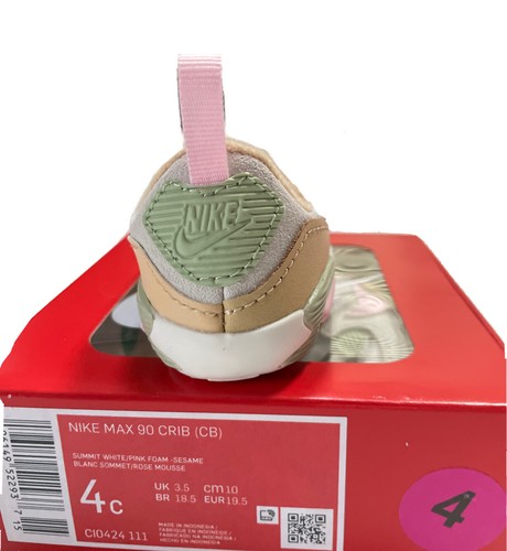 NIKE MAX 90 CRIB (CB) CI0424-111 Baby Bootie Summit WHT/Pink Foam; Sizes 2C, 4C - Picture 4 of 7