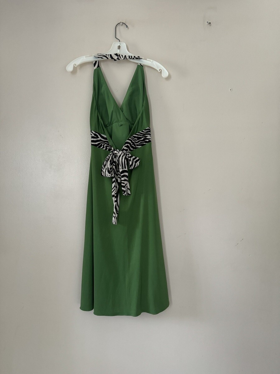 Party Phoebe Couture Dress size 6 Halter Neck Zebra Sparkle Tie Stretchy  Green | eBay