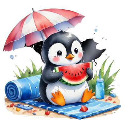 Wandtattoo Aufkleber Pinguin bei Pool Party       Wandaufkleber 18X18 cm Groß