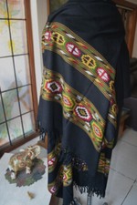 Black Soft 100 Fine Wool Pashmina Shawl Handmadd Kullu Weave Wrap Himalaya made