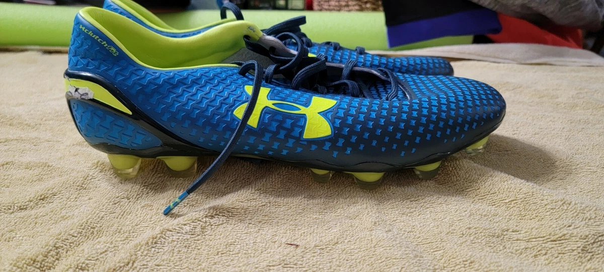NEW Mens Under Armour Clutchfit Football Soccer Cleats Blue yellow Size 10