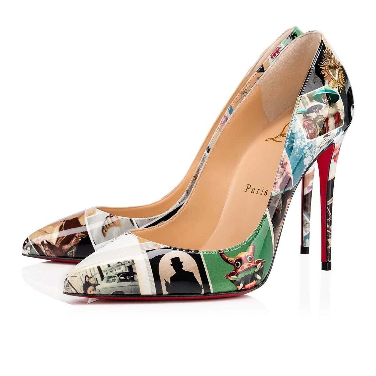 Christian Louboutin Pigalle Follies 100 Patent Collage Black Blue