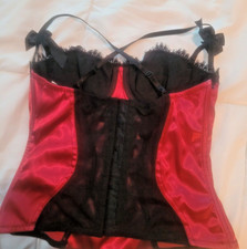 Shirley Of Hollywood Red  Black Lingerie Corset Size 36