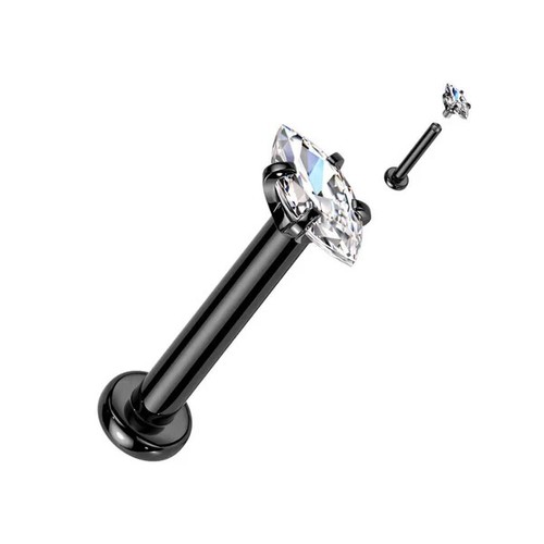 Piercing Labret 1,2mm Marquise Moler Circonia Roscado Interior Trago Oreja Conch - Imagen 4 de 6