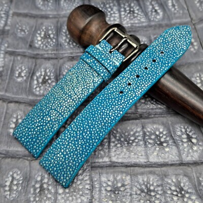 21mm/18mm Polished Stingray Leather Watch Band   Vintage Exotic Leather