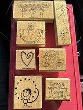 STAMPIN UP HAND STAMPED ART WOOD MOUNT RUBBER STAMPS Lot All