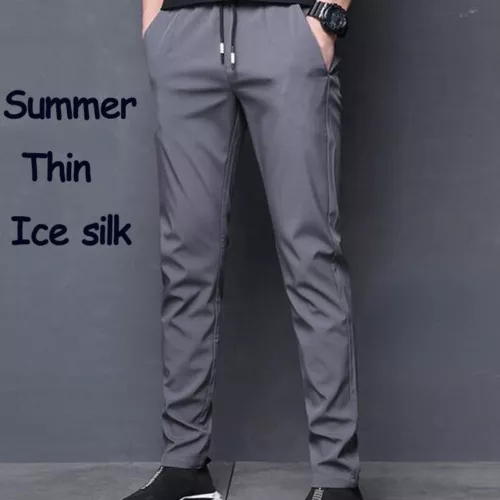 Pantaloni seta ghiaccio uomo larghi dritti casual uomo estivi sottili asciugatura rapida - Foto 2 di 19