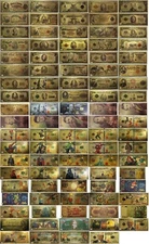 24K Gold-Plated Foil Note Currency Bill  Paper Money Novelty Famous Cash