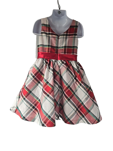Gymboree Girls Dress Holiday Celebration Red Green Gold Plaid Taffeta Size 4 - Picture 2 of 15