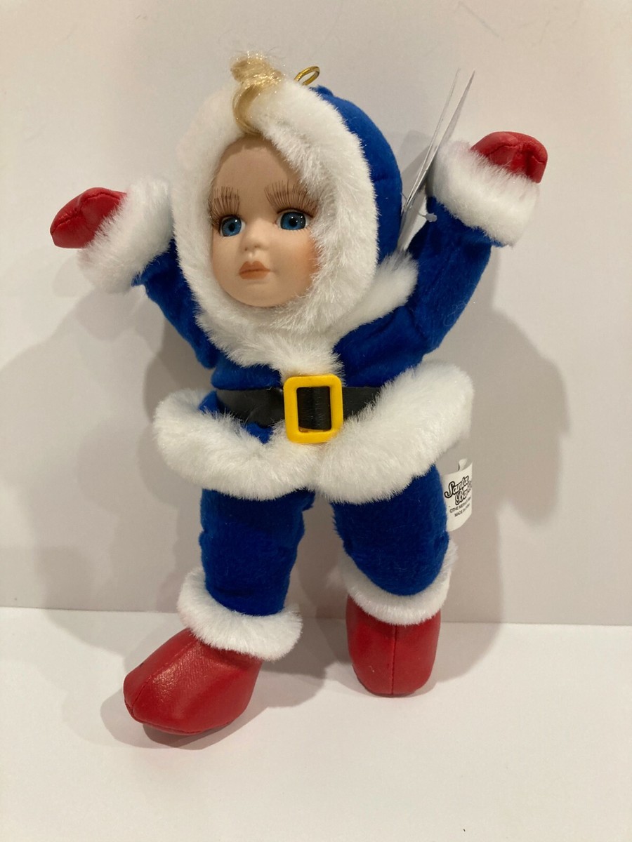 Vintage Collectable Porcelain Face Plush Doll - 8