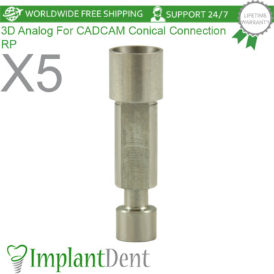 5x Dental CAD/CAM Analog 3D Regular Platform (RP) Conical Connection Hex 2,65mm