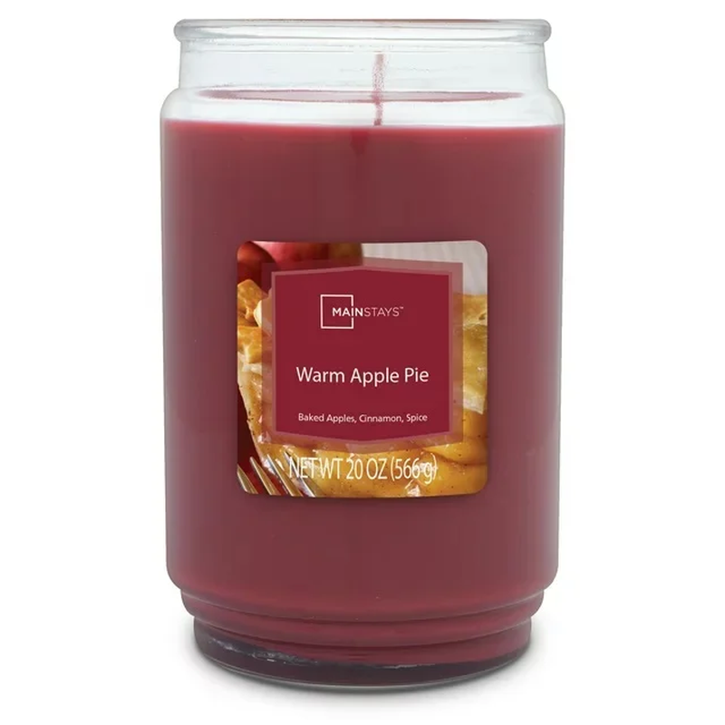 Warm Apple Pie Scented Single-Wick Large Glass Jar Candle, 20 Oz