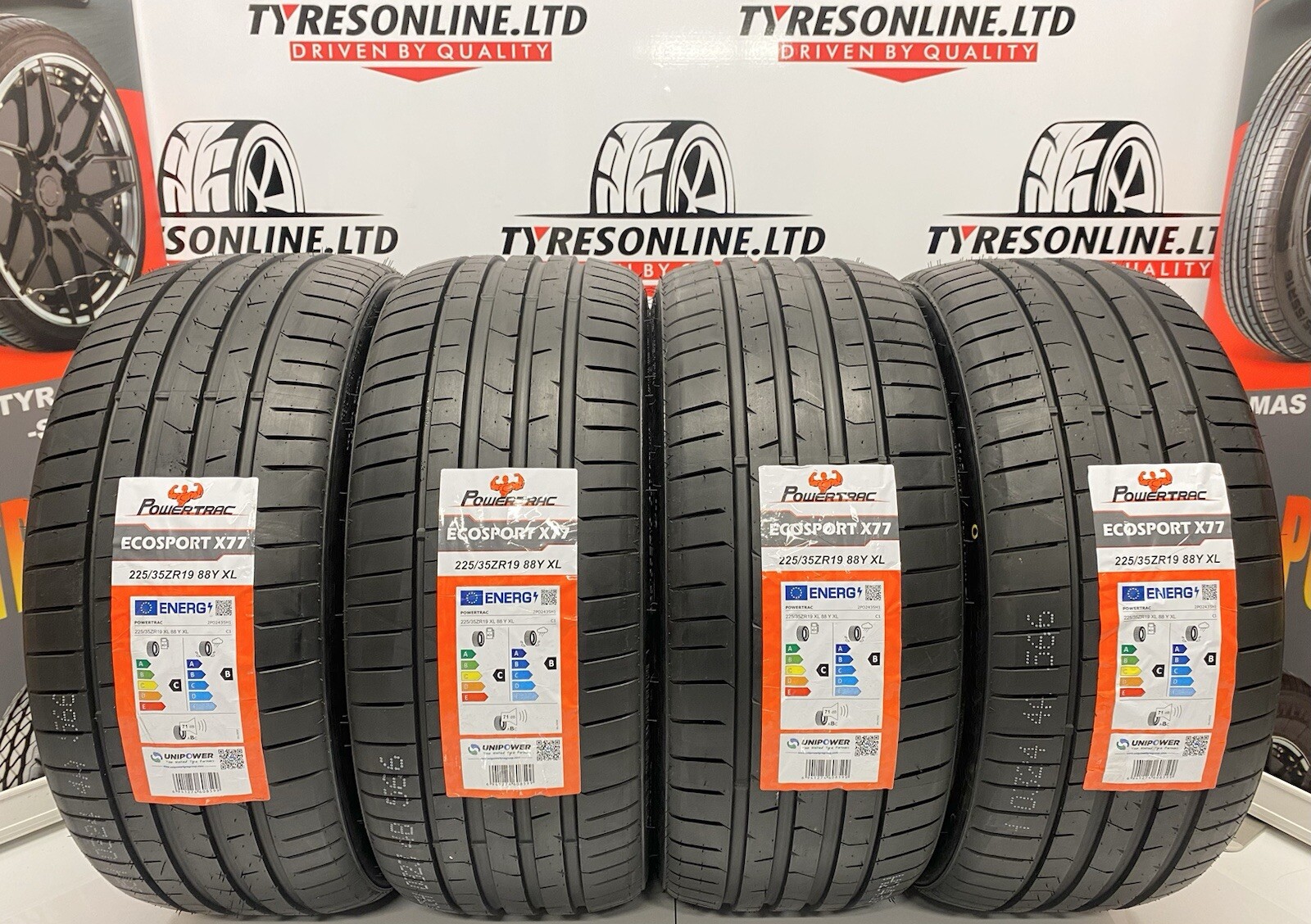 4 X 225 35 19 POWERTRAC 225/35ZR19 88Y XL BRAND NEW C B RATED 2253519 (X77 PIC)