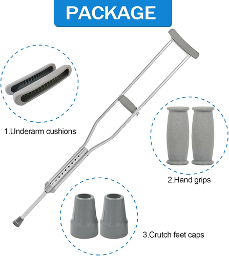 Crutch Pads and Caps Set (6 Pcs) Comfort Padding for Armpits and Hand Grips - Picture 4 of 12