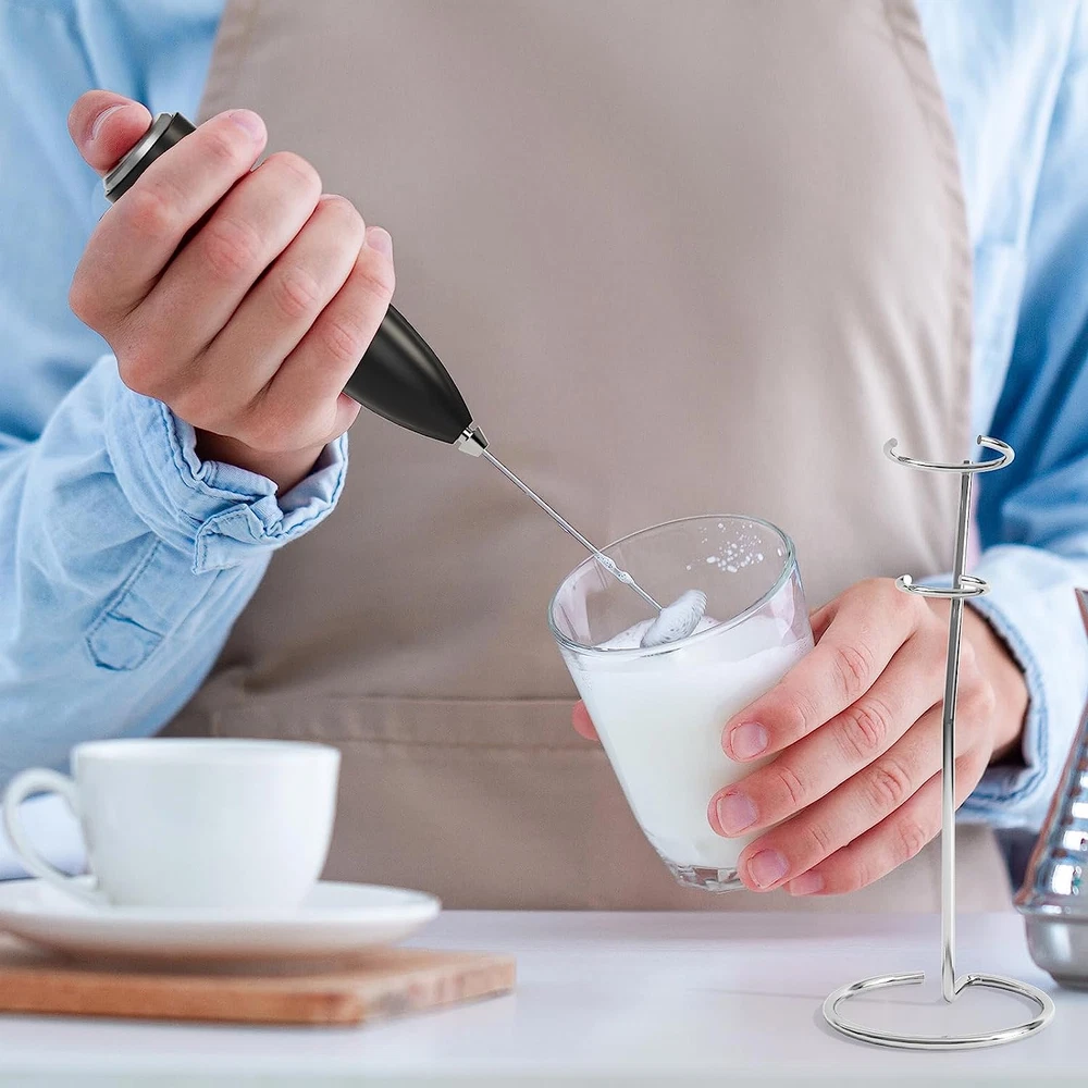 Milk Frother Handheld for Coffee with Stand - AGFOO Hand Frother Wand, Electric