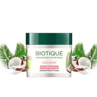 2 x Biotique Bio Coconut Whitening and Brightening Cream for All Skin Types, 50g