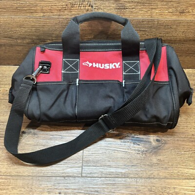 Husky Tool Bag 16 Inch Husky Brand Tool Bag Duffle Bag Shoulder Strap Red Black 18" X 10" X 10" 