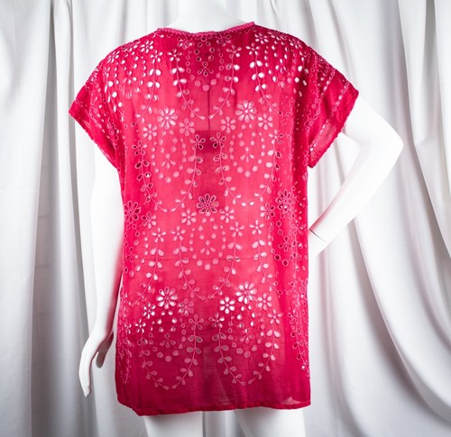 JOHNNY WAS New Pink Floral Cupro Rayon Women Bohemian Blouse Top Size XL - Picture 11 of 12