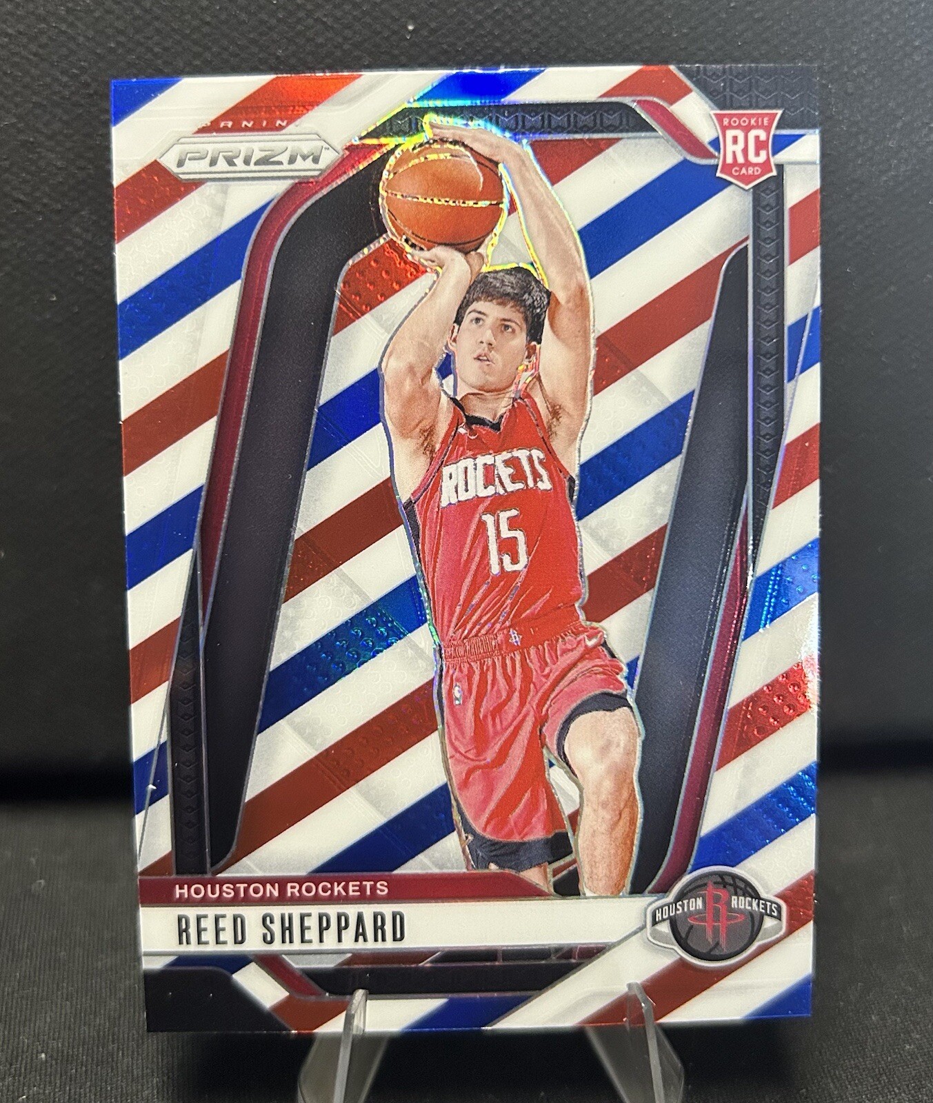 2024-25 NBA PRIZM Reed Sheppard RED WHITE BLUE Rookie #268 Rockets RC
