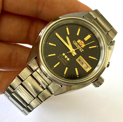 Vintage Orient Crystal 21j Day Date Mens Watch BK-EMZ0-09W