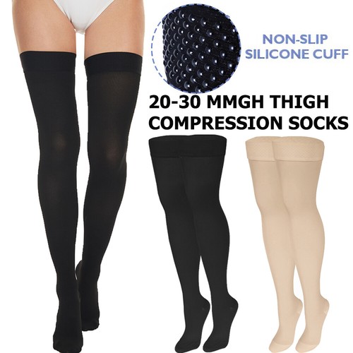 Thigh High Compression Stockings 20-30mmHg Improve Circulation Pregnancy Support - Picture 1 of 12