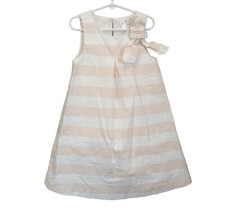 Girls Pique Nique Dress size 8 pink white striped A line lined sleeveless summer