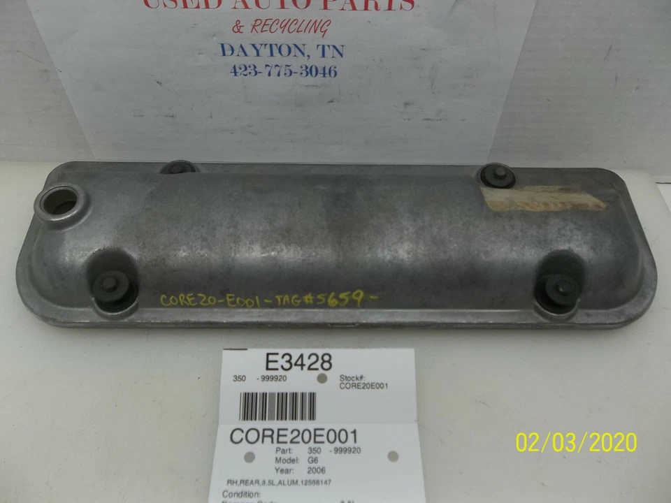 05 06 PONTIAC G6 3.5L RIGHT REAR VALVE COVER 12568147 OEM - Image 2 of 4