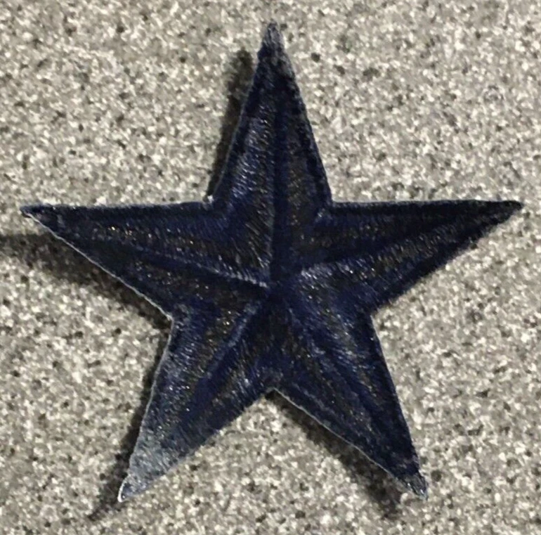 NAVY BLUE STAR DESIGN 2” FULLY EMBROIDERED IRON ON CLOTH PATCH - Image 4 of 4
