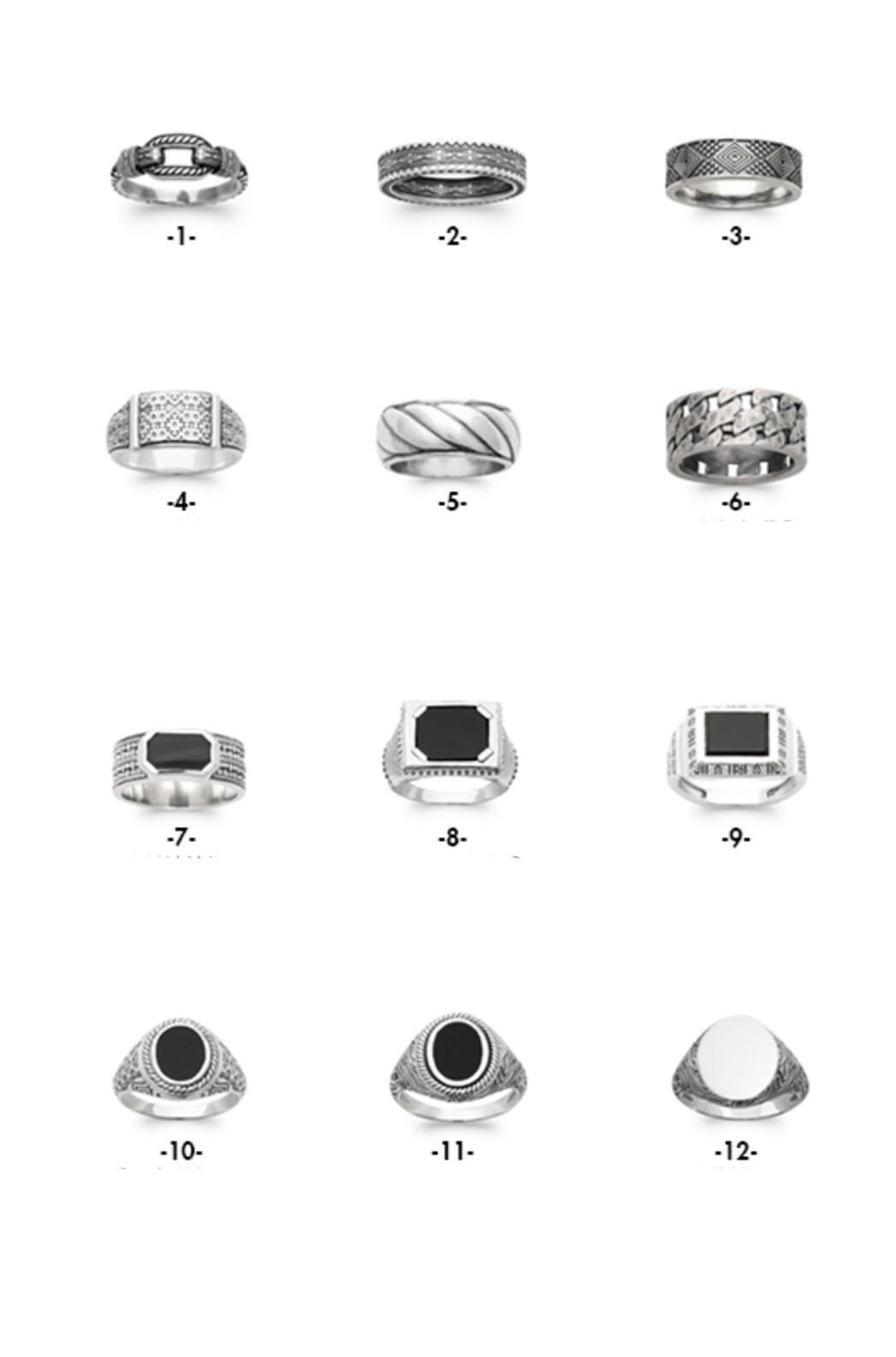 Anillo Para Hombre en Plata 925/000 Envejecida - 12 Modelos a Elegir